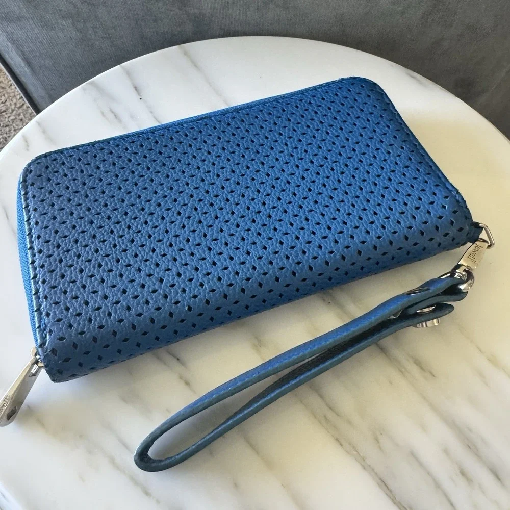 Thirty One Jewell All About the Benjamins Cobalt Blue Zip Wallet Wristlet Strap